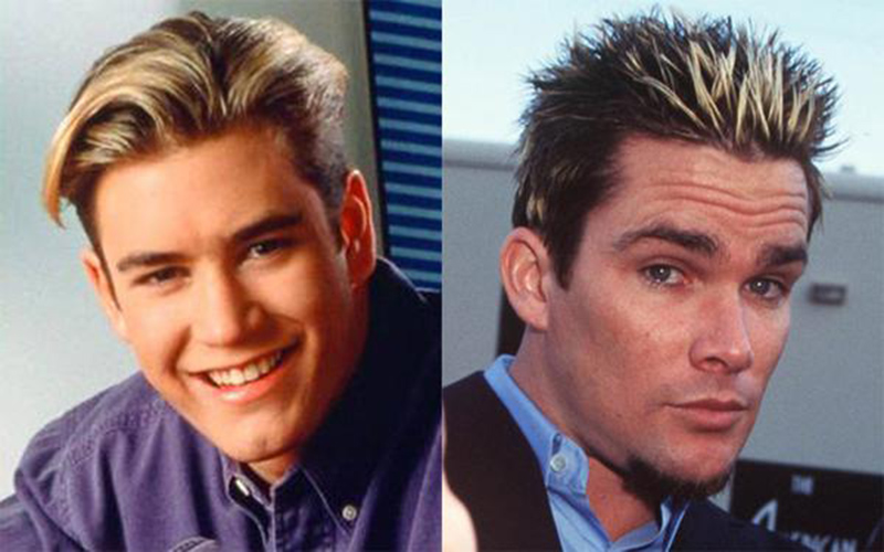 Việc nhuộm highlights vàng cho mái tóc thực sự đã trở thành một hot trend của các anh chàng ở thập niên 90. 